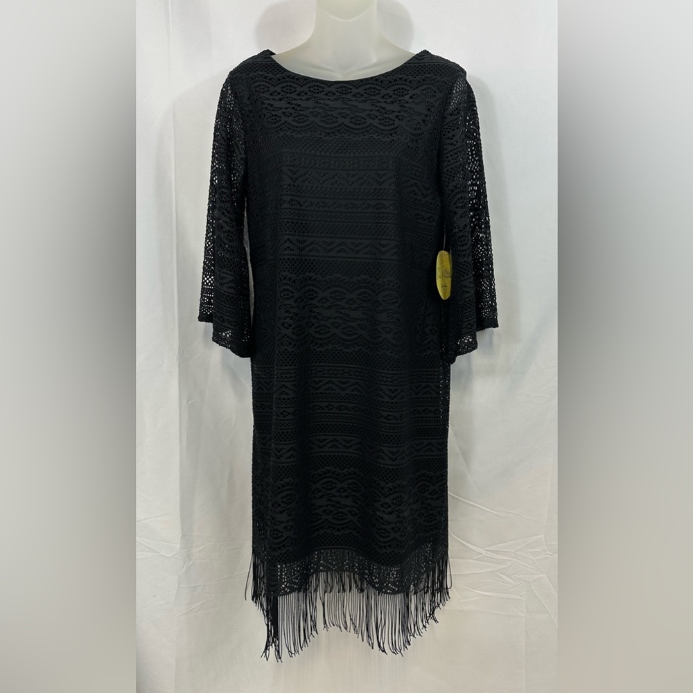 COPY - NWT Emma & Michele Womens Eyelet Summer Dress Fringe Size Medium Black L…